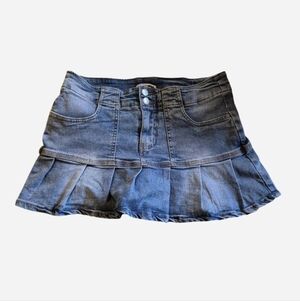 Fashion Nova Pleated Denim Mini Skirt
